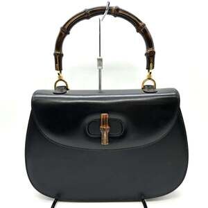 GUCCI Black Leather Bamboo Bag